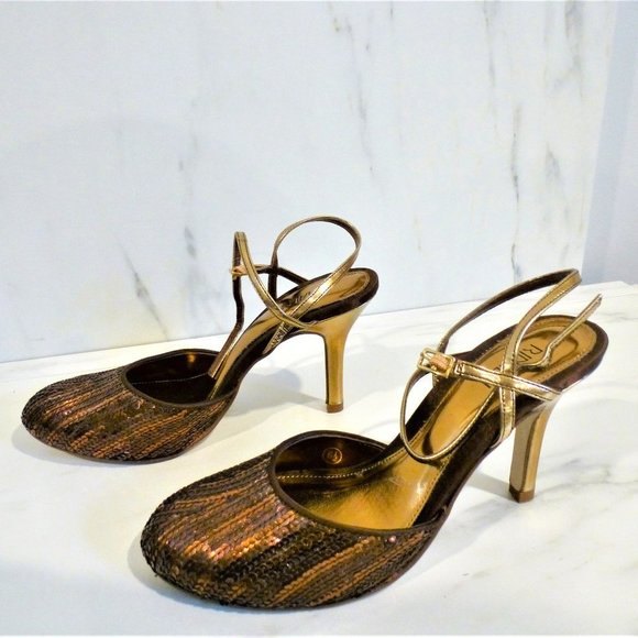 NWB Bronze Seqenced High Heel Shoes - Picture 2 of 7